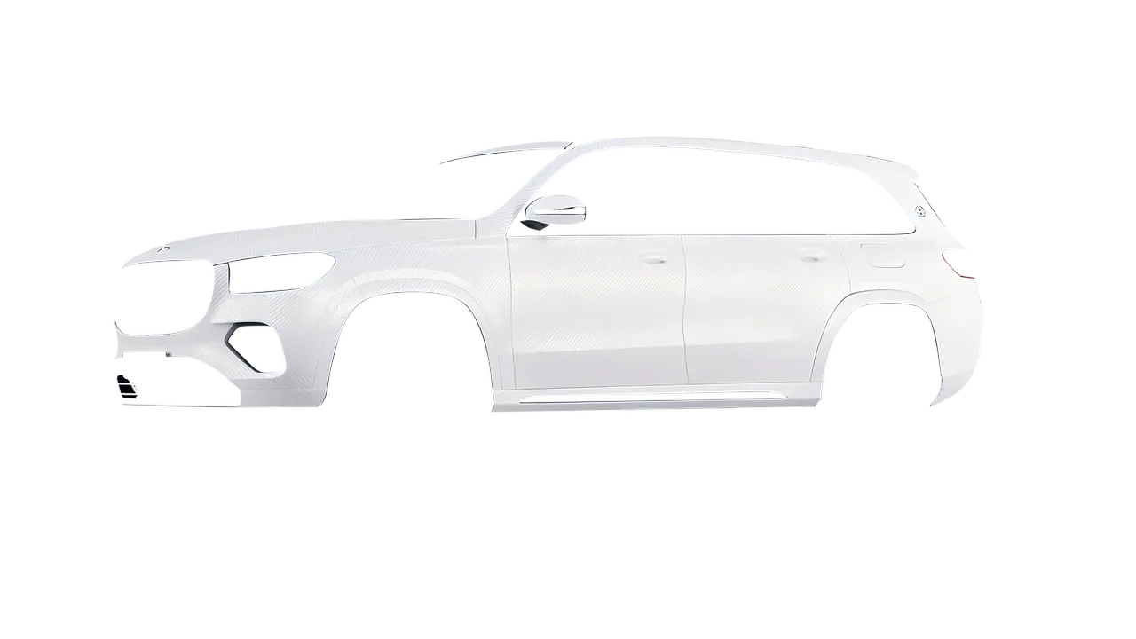 Mercedes-Benz Gls600 Maybach 2024 wrapped in Carbon Fiber White (Avery Dennison SW900-115-X), front three-quarter view