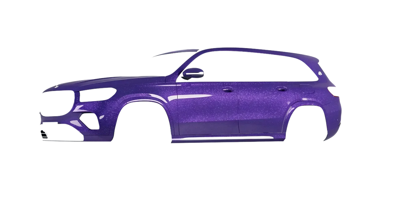 Mercedes-Benz Gls600 Maybach 2024 wrapped in Purple (Avery Dennison SW900-587-D), front three-quarter view