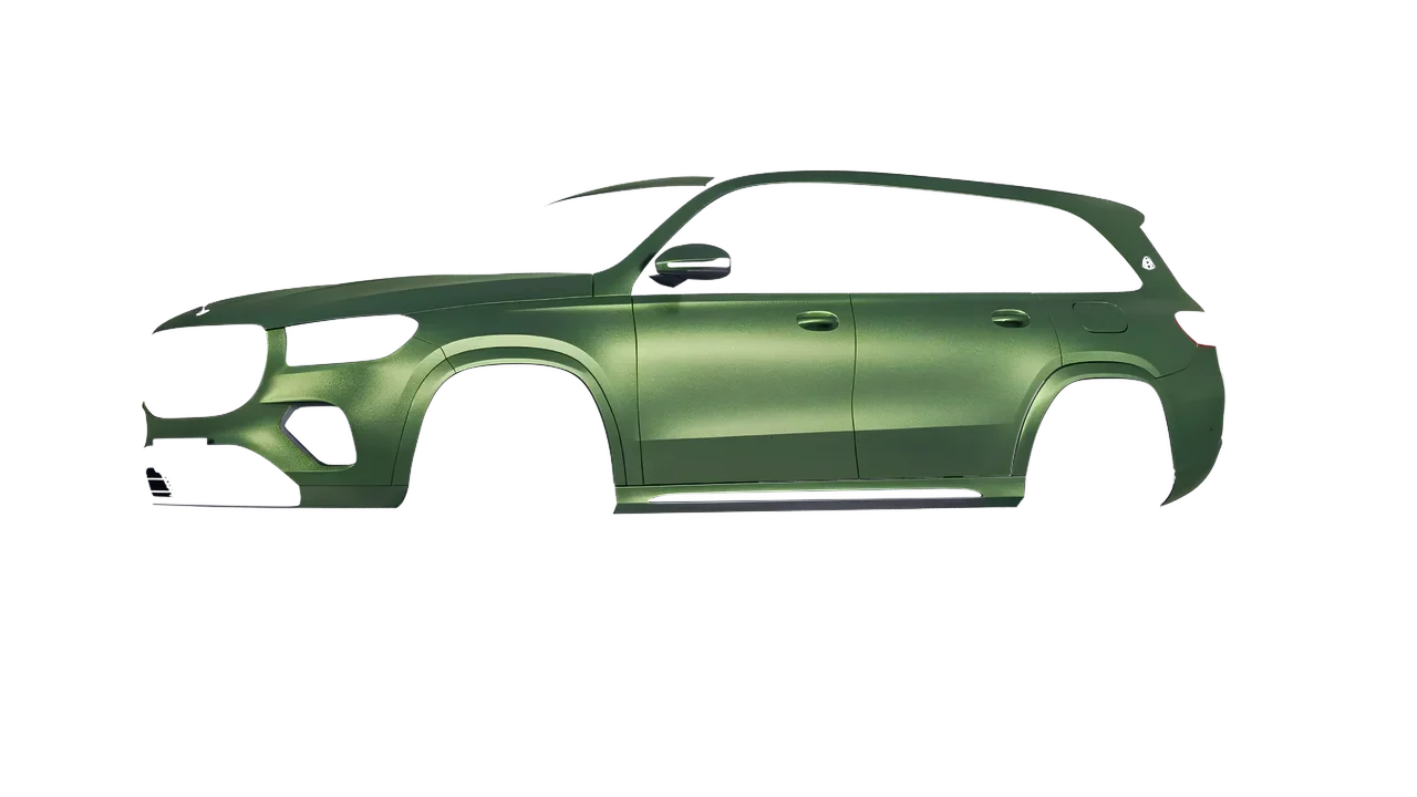 Mercedes-Benz Gls600 Maybach 2024 wrapped in Apple Green (Avery Dennison SW900-745-M), front three-quarter view