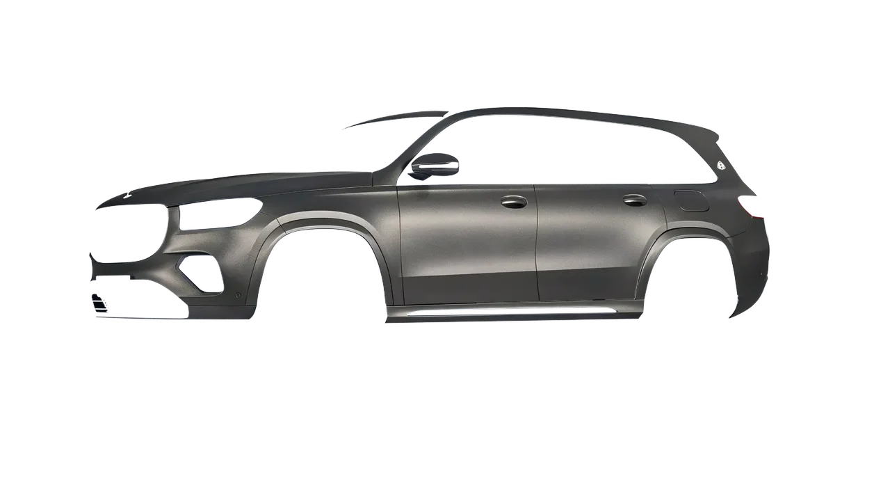 Mercedes-Benz Gls600 Maybach 2024 wrapped in Black Rock Grey (Avery Dennison SW900-823-M), front three-quarter view