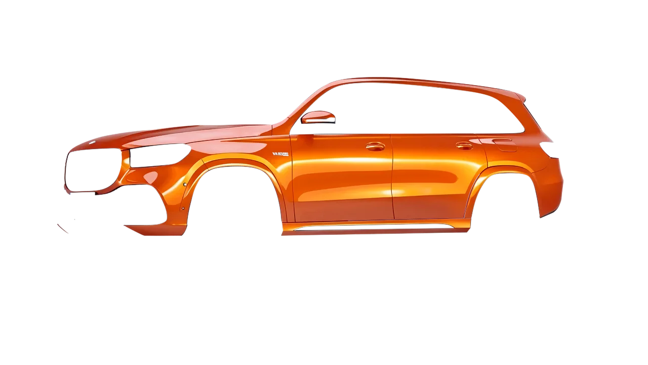 Mercedes-Benz Gls63 AMG 2024 wrapped in Fiery Orange (3M G364), front three-quarter view