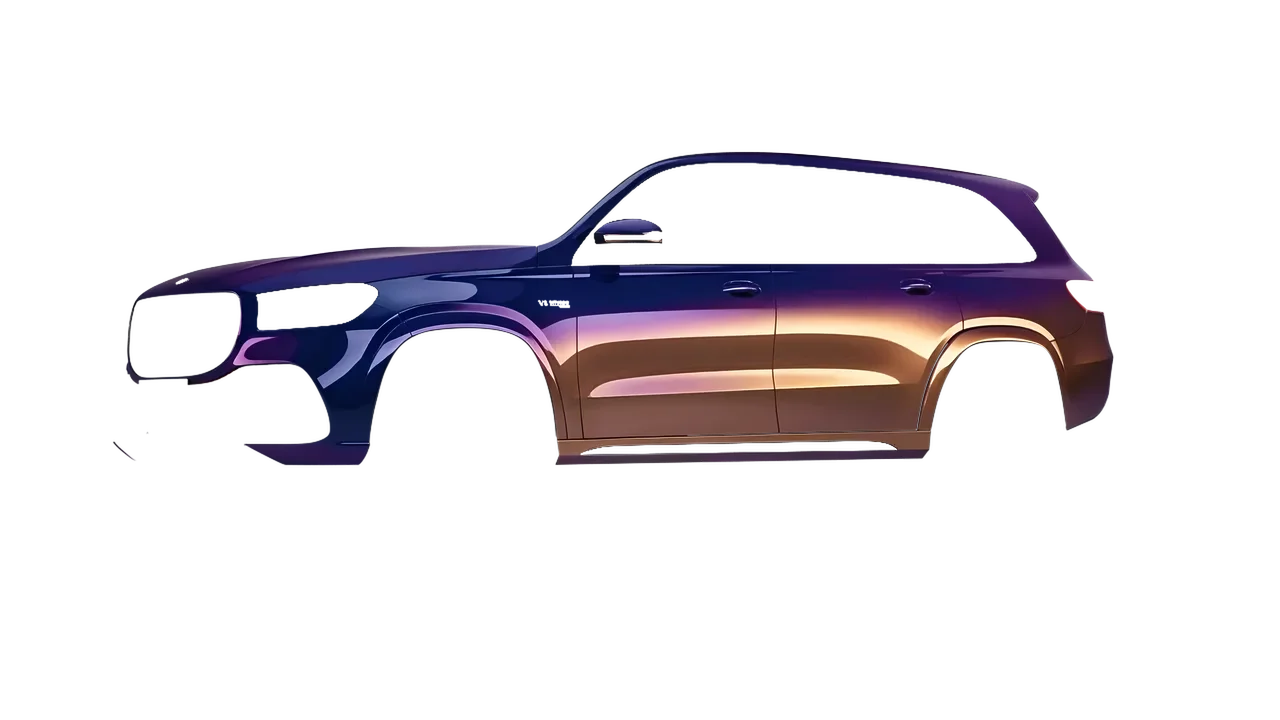 Mercedes-Benz Gls63 AMG 2024 wrapped in Gloss Flip Deep Space (3M GP278), front three-quarter view