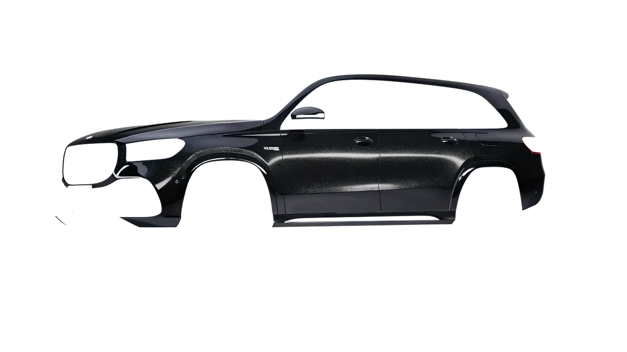Mercedes-Benz Gls63 AMG 2024 wrapped in Mystery Black (Avery Dennison SW900-184-M), front three-quarter view