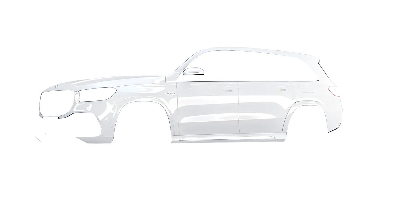Mercedes-Benz Gls63 AMG 2024 wrapped in Gloss White (3M G10), front three-quarter view