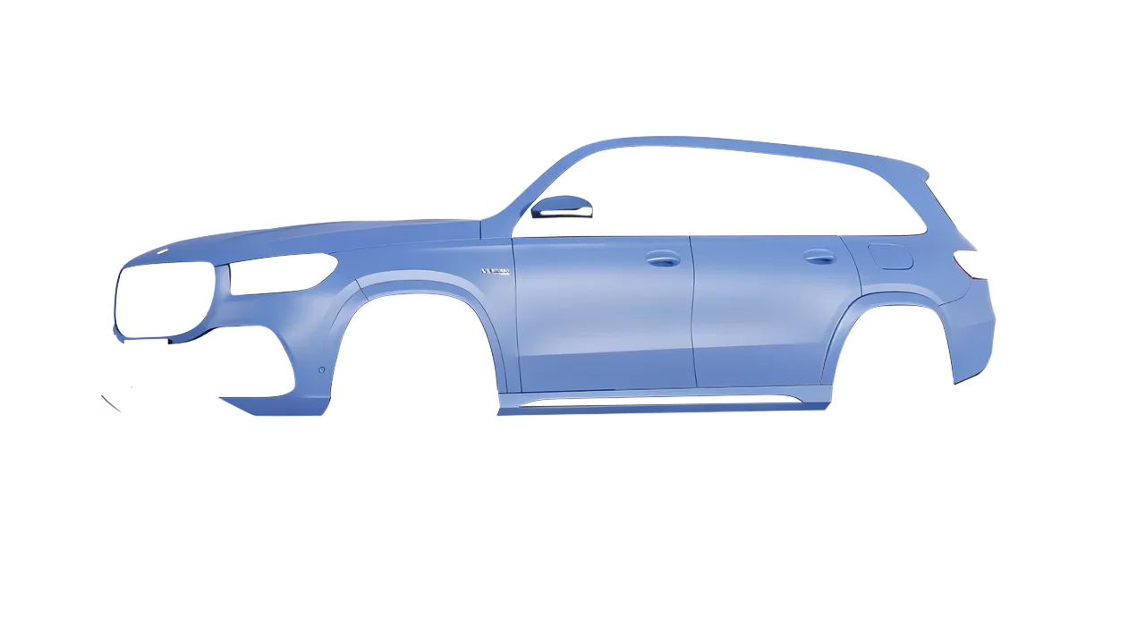 Mercedes-Benz Gls63 AMG 2024 wrapped in Dreamline Blue (Avery Dennison SW900-616-O), front three-quarter view