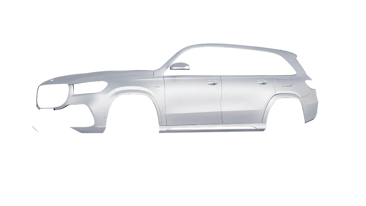 Mercedes-Benz Gls63 AMG 2024 wrapped in Matte Silver (3M M21), front three-quarter view