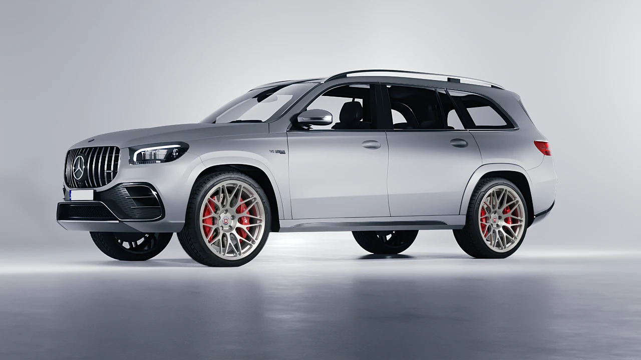Mercedes-Benz Gls63 AMG 2024 on HRE Performance Wheels 300M forged wheels, front three-quarter view