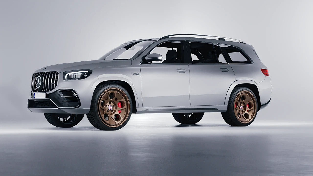 Mercedes-Benz Gls63 AMG 2024 on HRE Performance Wheels 454-GTM forged wheels, front three-quarter view