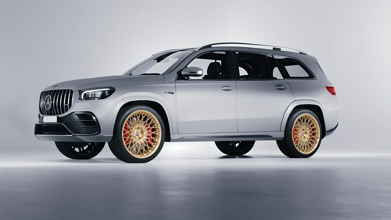 Mercedes-Benz Gls63 AMG 2024 on HRE Performance Wheels 501M forged wheels, front three-quarter view