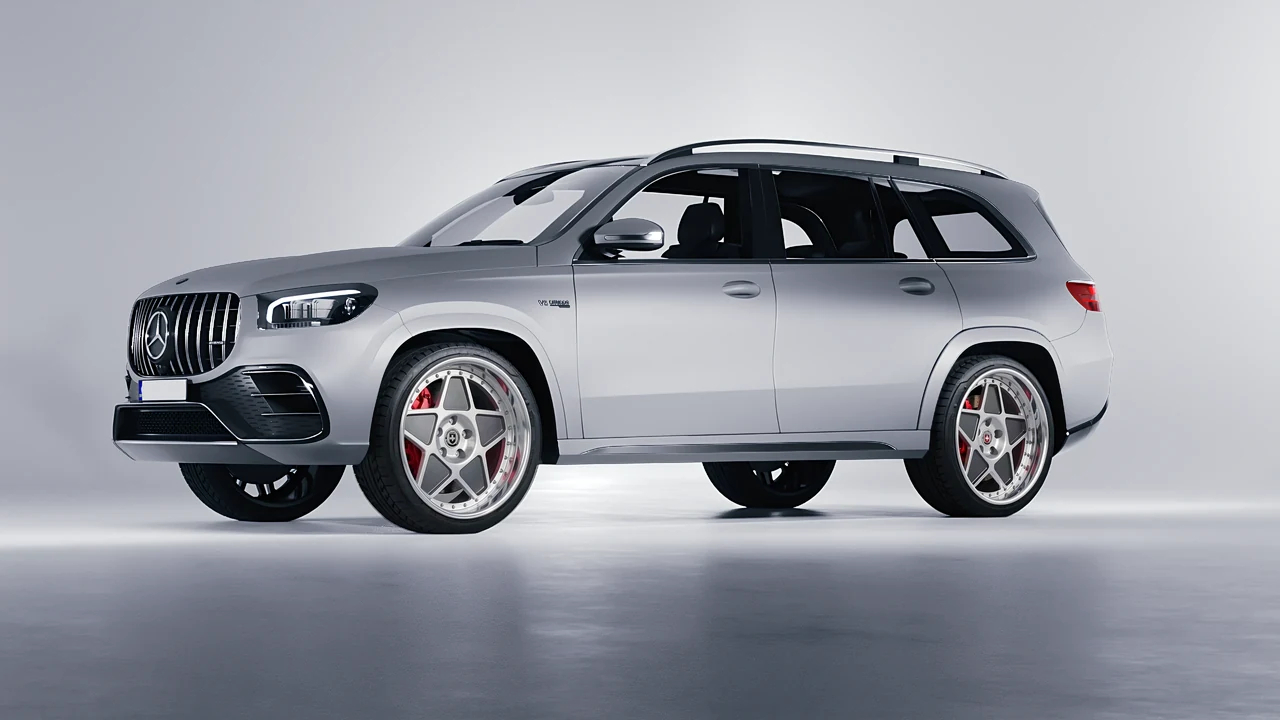 Mercedes-Benz Gls63 AMG 2024 on HRE Performance Wheels 505 forged wheels, front three-quarter view