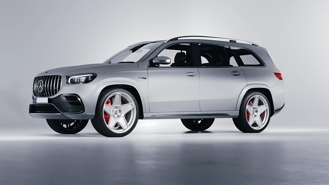 Mercedes-Benz Gls63 AMG 2024 on HRE Performance Wheels 505M forged wheels, front three-quarter view