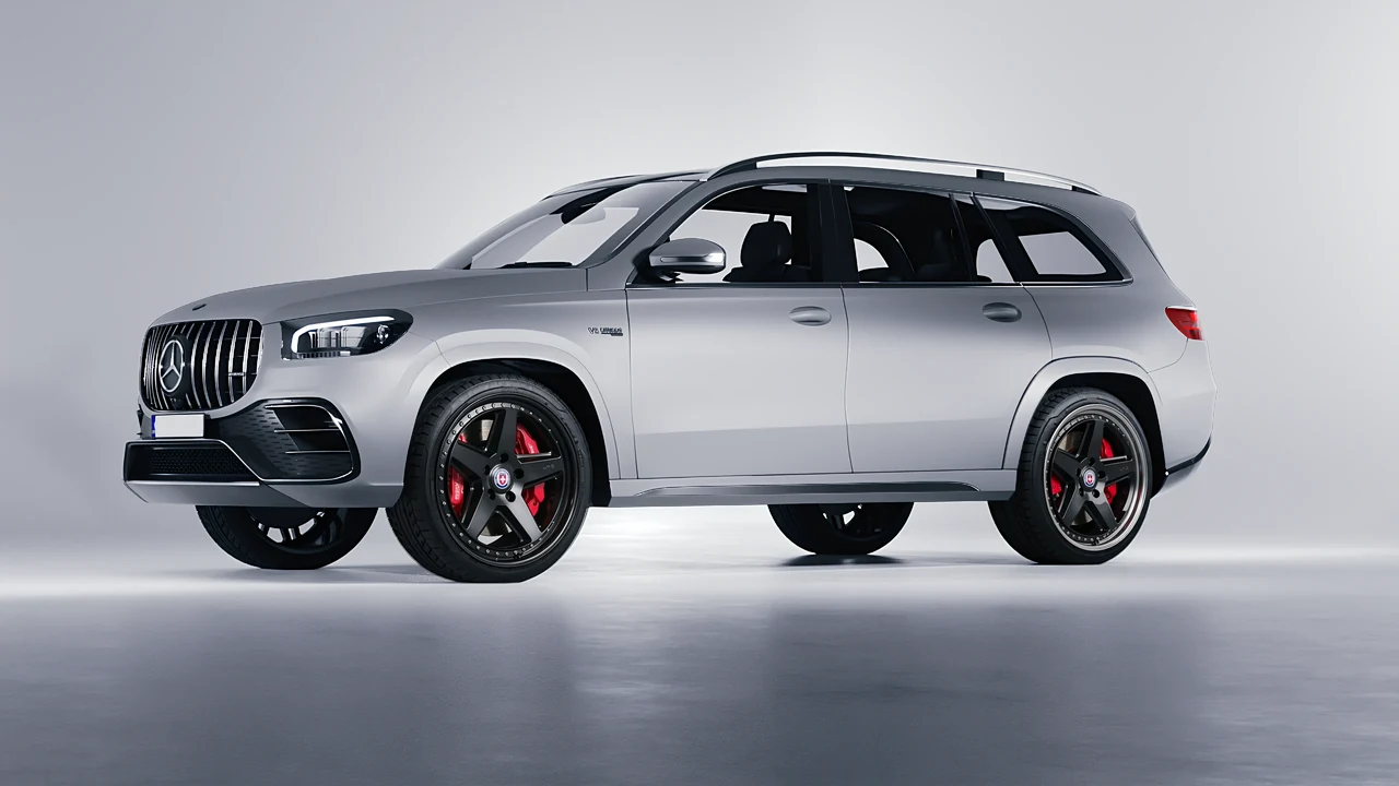 Mercedes-Benz Gls63 AMG 2024 on HRE Performance Wheels 517 forged wheels, front three-quarter view