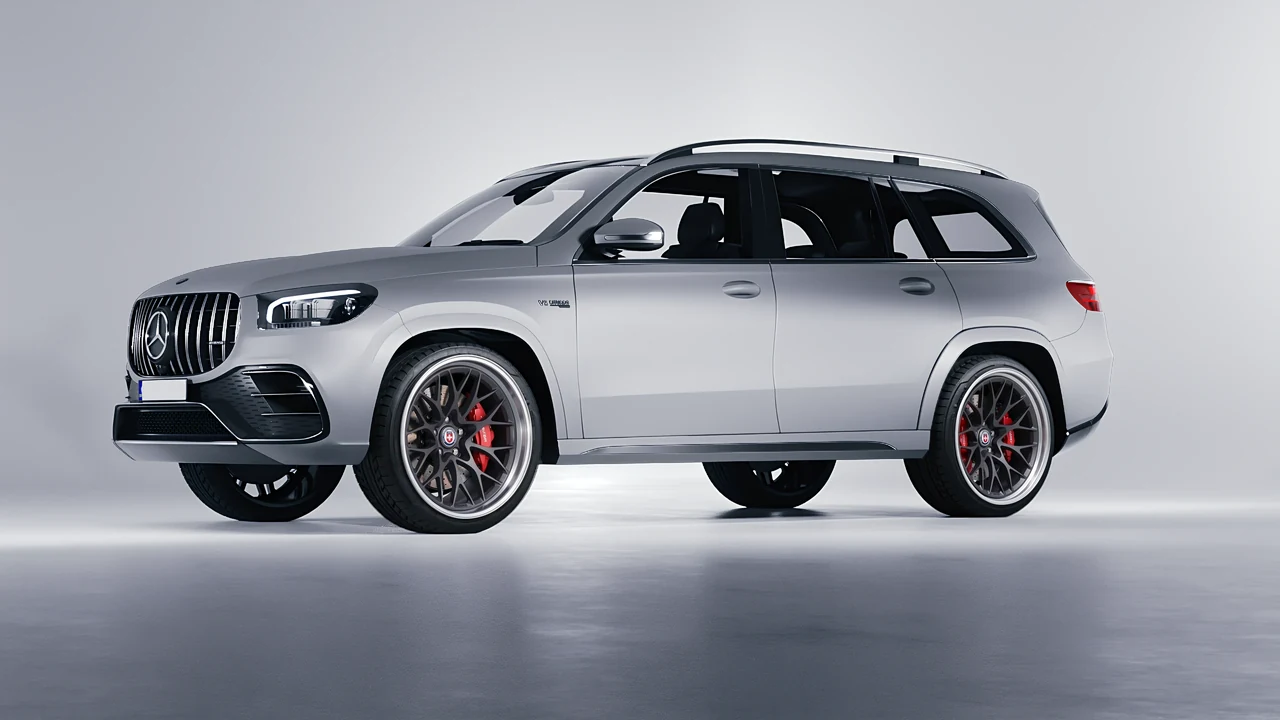Mercedes-Benz Gls63 AMG 2024 on HRE Performance Wheels 520 forged wheels, front three-quarter view