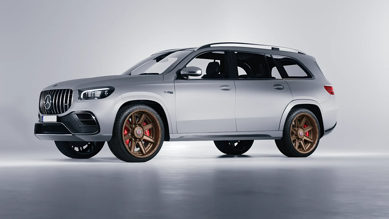 Mercedes-Benz Gls63 AMG 2024 on HRE Performance Wheels HD188 forged wheels, front three-quarter view