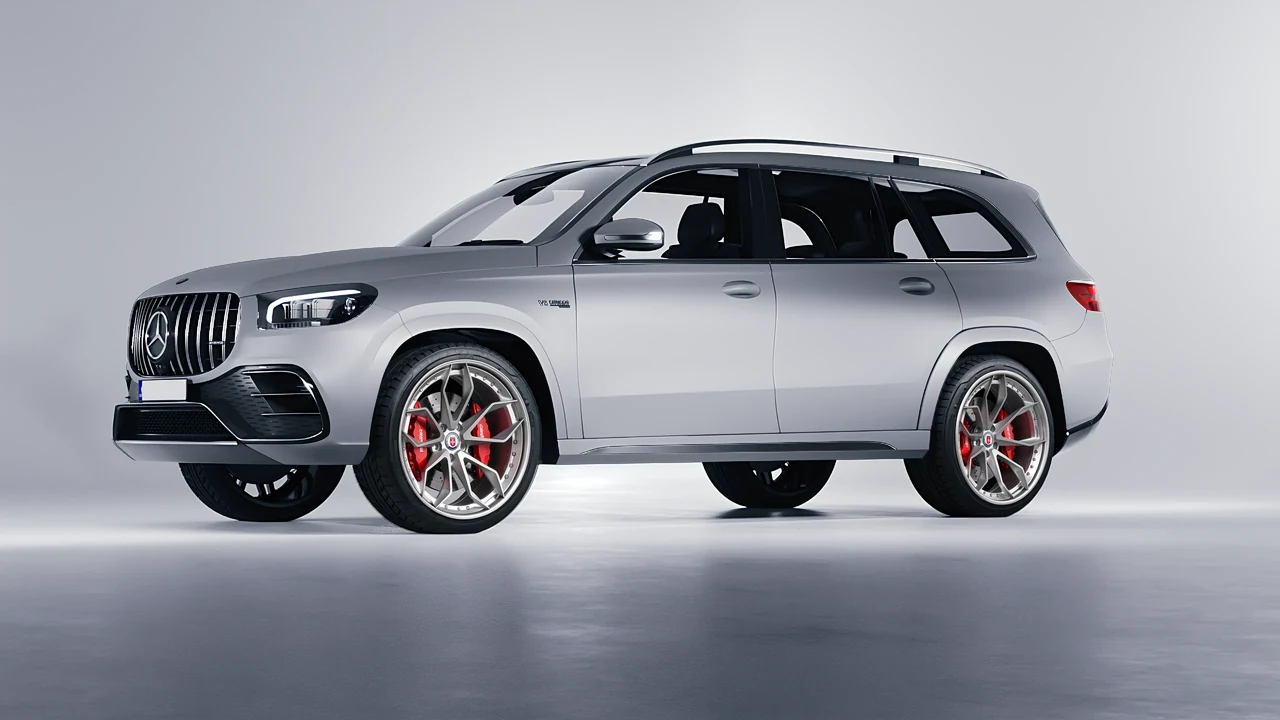 Mercedes-Benz Gls63 AMG 2024 on HRE Performance Wheels S201 forged wheels, front three-quarter view