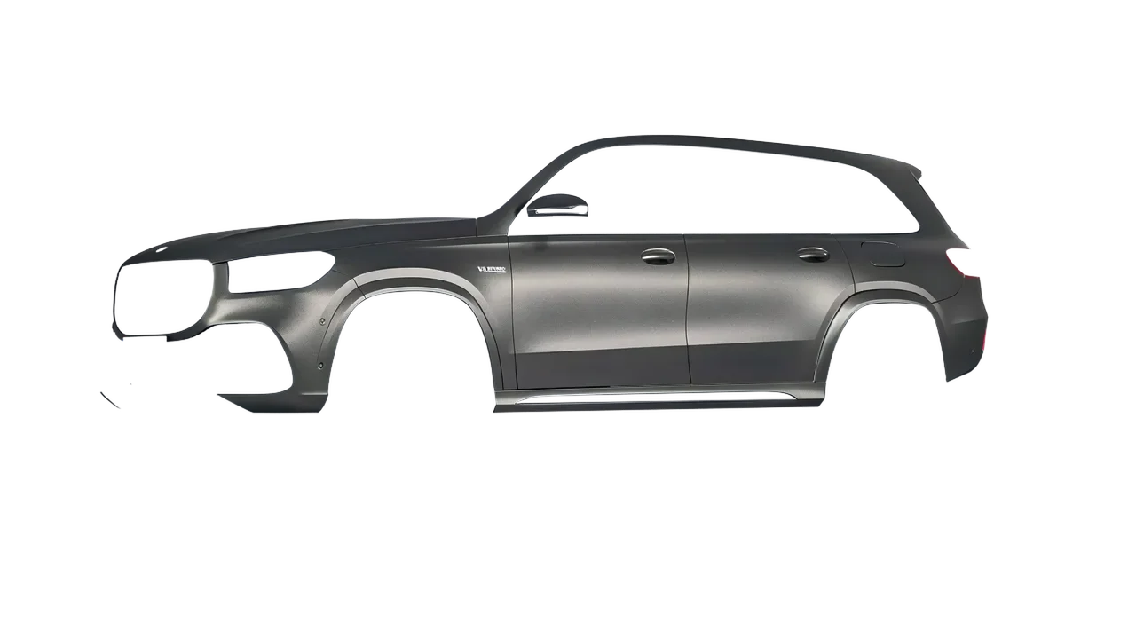 Mercedes-Benz Gls63 AMG 2024 wrapped in Black Rock Grey (Avery Dennison SW900-823-M), front three-quarter view