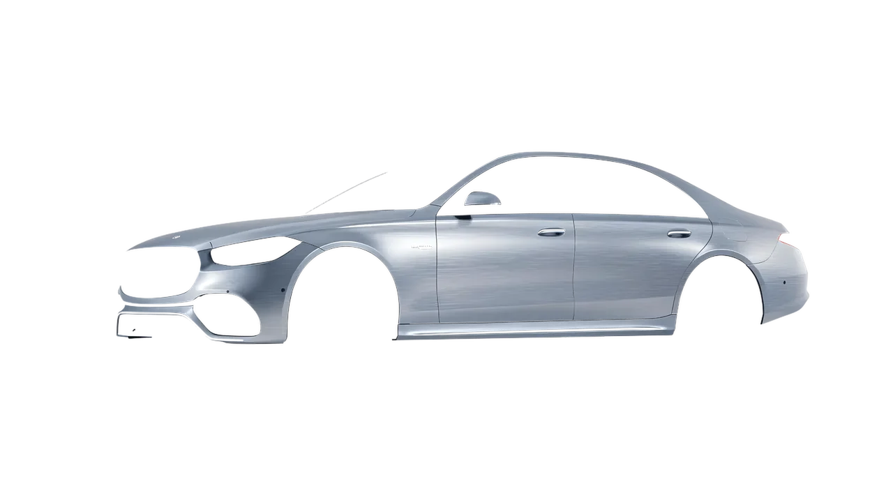 Mercedes-Benz S Class AMG 2023 wrapped in Brushed Aluminum (Avery Dennison SW900-812-X), front three-quarter view