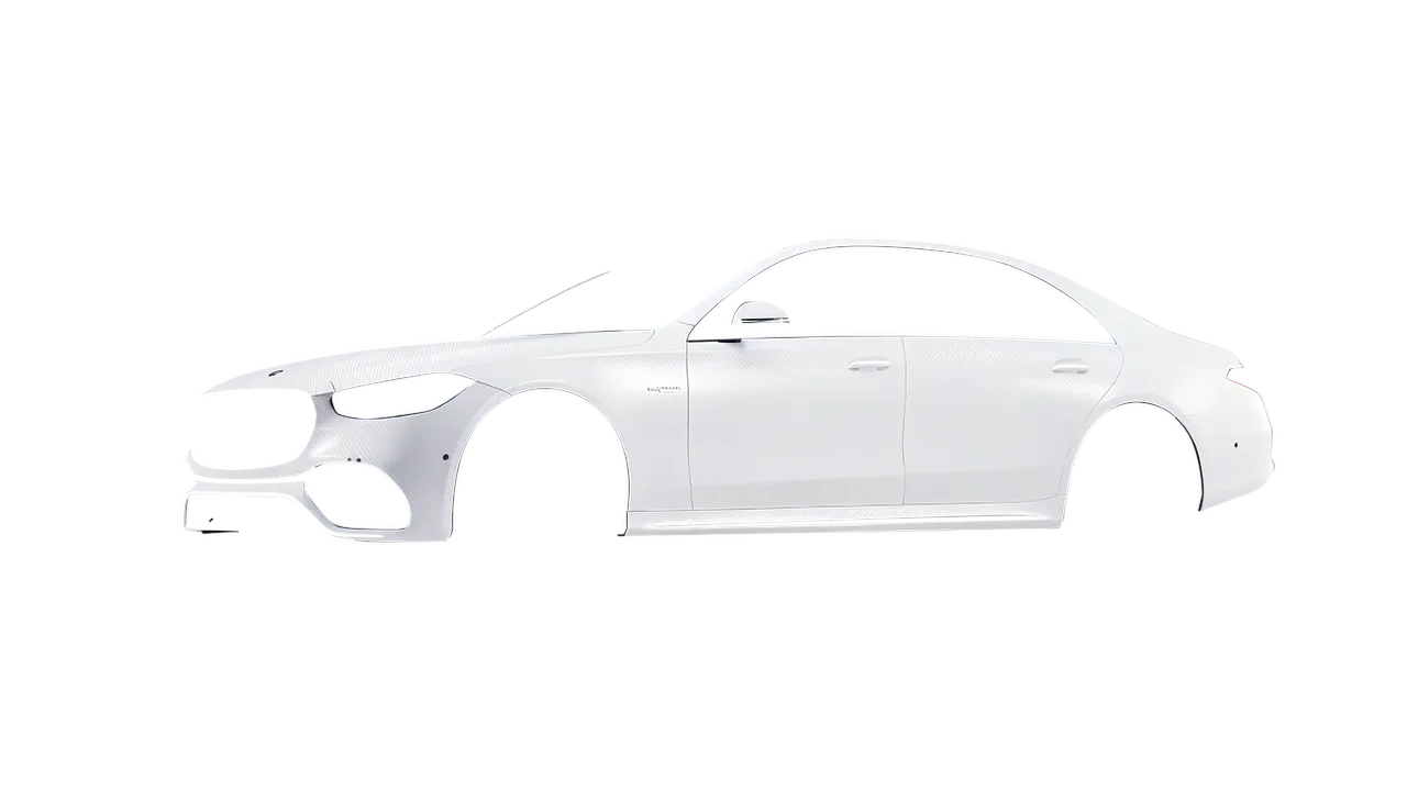 Mercedes-Benz S Class AMG 2023 wrapped in Carbon Fiber White (Avery Dennison SW900-115-X), front three-quarter view