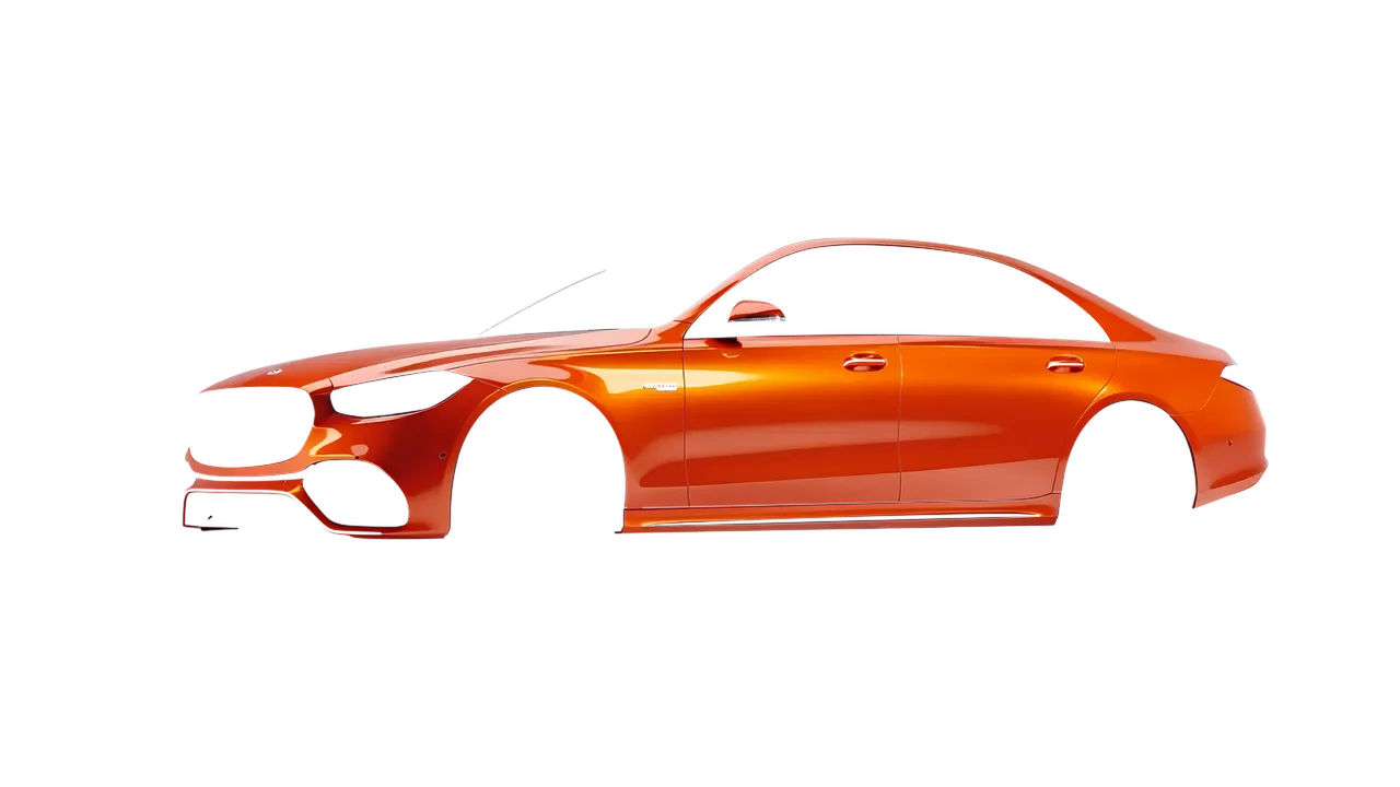 Mercedes-Benz S Class AMG 2023 wrapped in Fiery Orange (3M G364), front three-quarter view