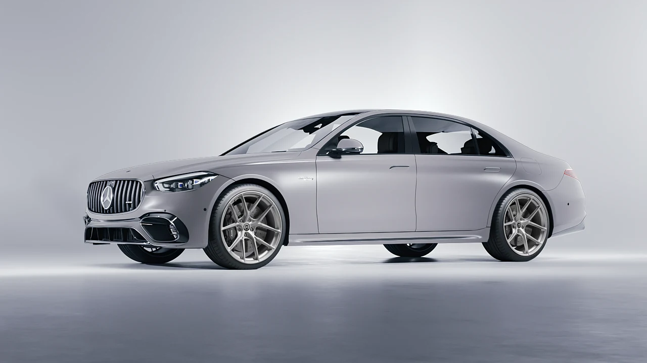 Mercedes-Benz S Class AMG 2023 on HRE Performance Wheels P101SC forged wheels, front three-quarter view