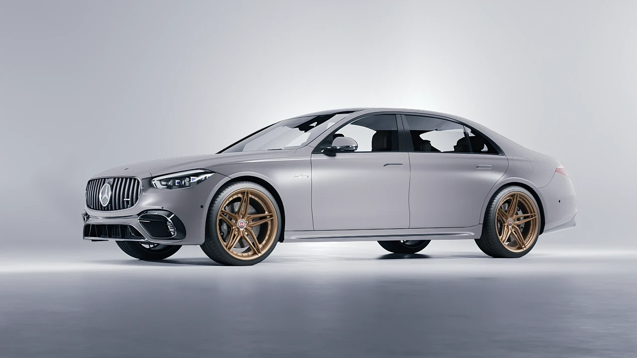 Mercedes-Benz S Class AMG 2023 on HRE Performance Wheels S107SC forged wheels, front three-quarter view