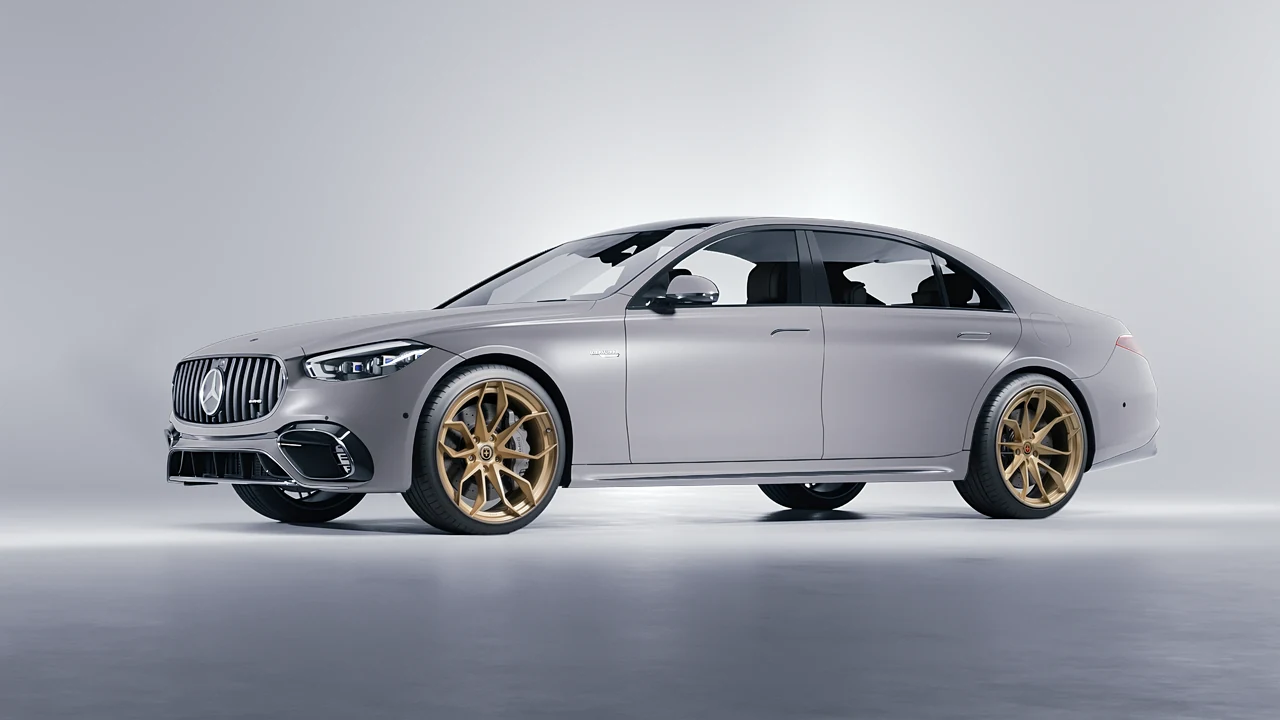 Mercedes-Benz S Class AMG 2023 on HRE Performance Wheels S201H forged wheels, front three-quarter view