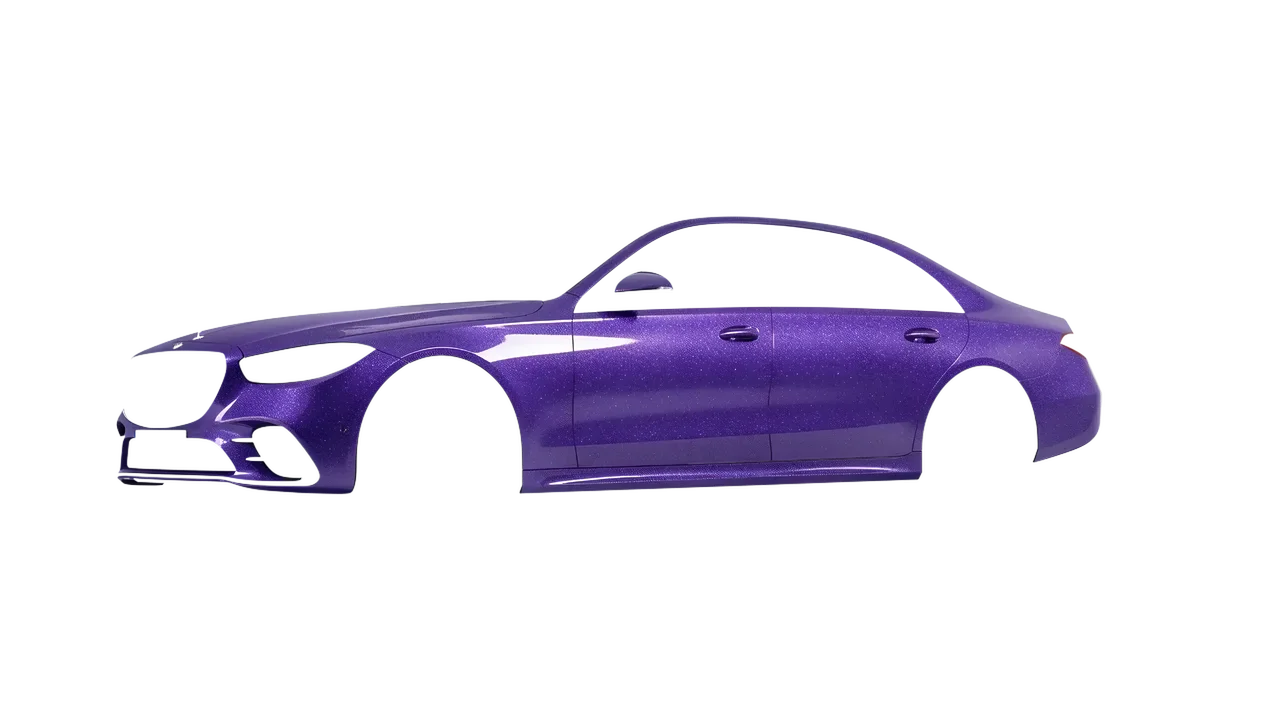 Mercedes-Benz S-Class AMG W223 2021 wrapped in Purple (Avery Dennison SW900-587-D), front three-quarter view