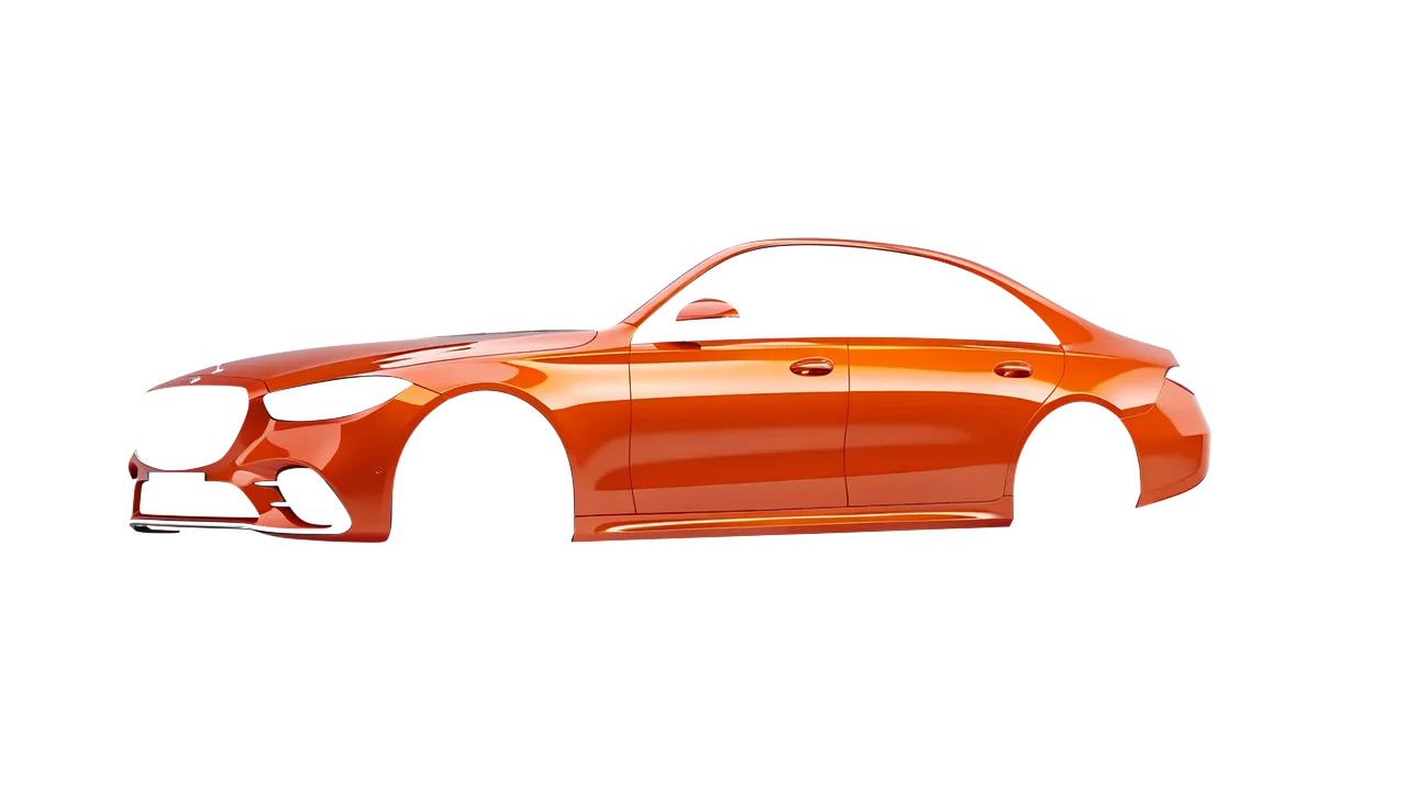 Mercedes-Benz S-Class AMG W223 2021 wrapped in Fiery Orange (3M G364), front three-quarter view