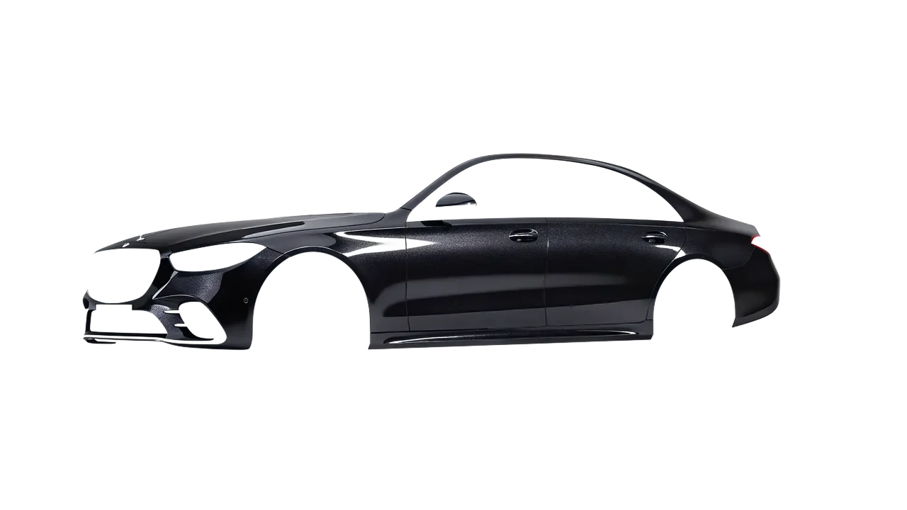 Mercedes-Benz S-Class AMG W223 2021 wrapped in Mystery Black (Avery Dennison SW900-184-M), front three-quarter view