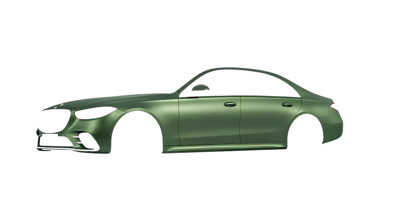 Mercedes-Benz S-Class AMG W223 2021 wrapped in Apple Green (Avery Dennison SW900-745-M), front three-quarter view