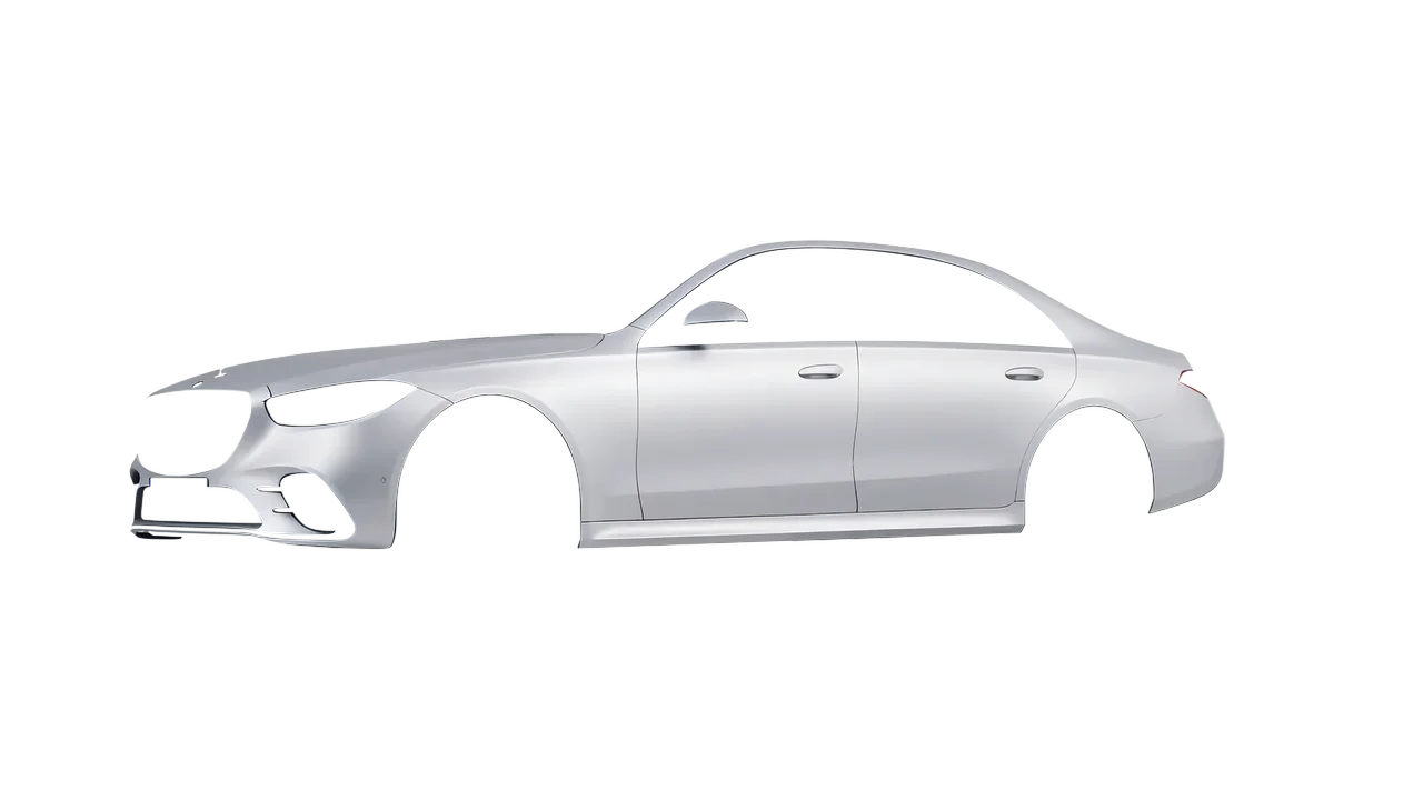 Mercedes-Benz S-Class AMG W223 2021 wrapped in Matte Silver (3M M21), front three-quarter view