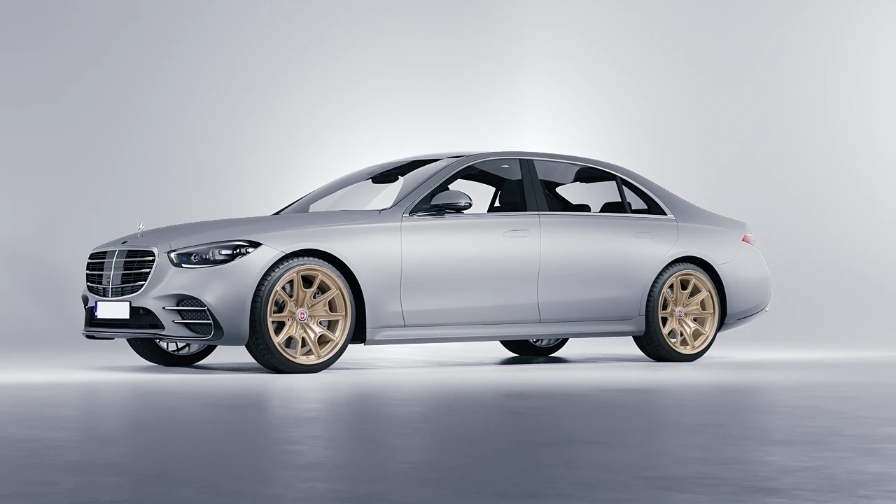 Mercedes-Benz S-Class AMG W223 2021 on HRE Performance Wheels 427M forged wheels, front three-quarter view