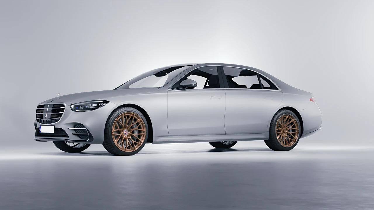 Mercedes-Benz S-Class AMG W223 2021 on HRE Performance Wheels S200H forged wheels, front three-quarter view