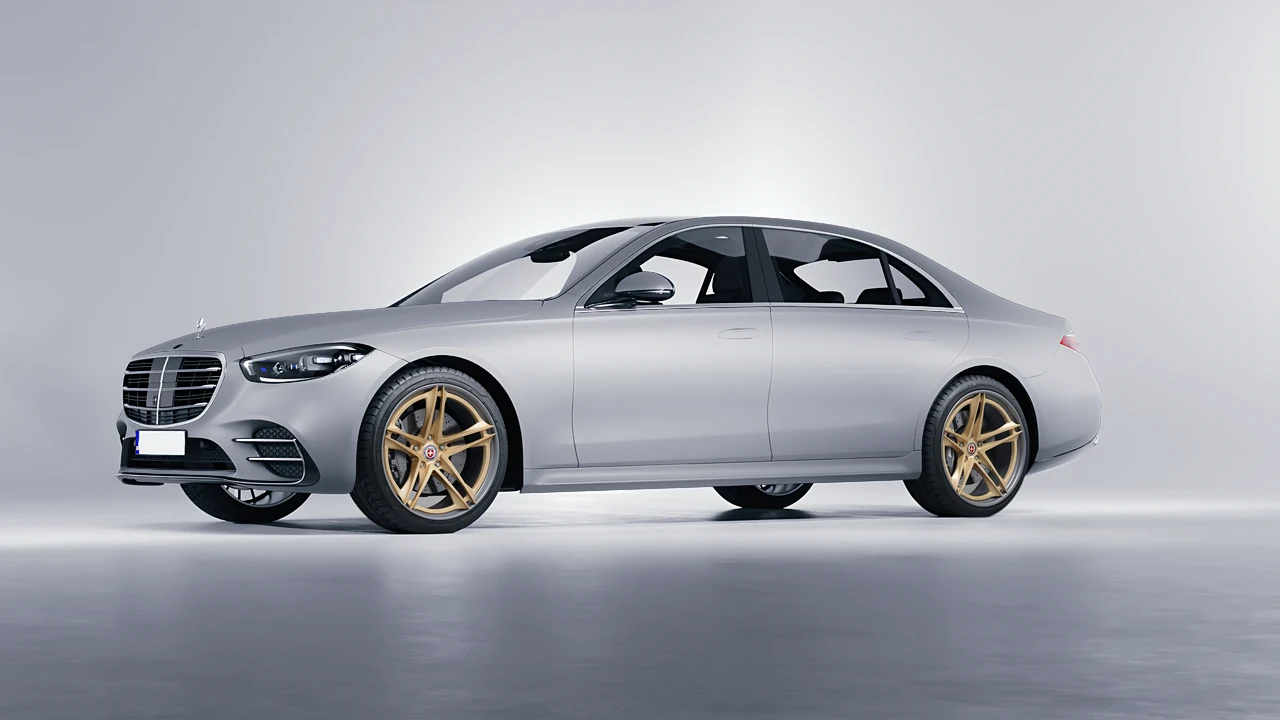 Mercedes-Benz S-Class AMG W223 2021 on HRE Performance Wheels S207H forged wheels, front three-quarter view