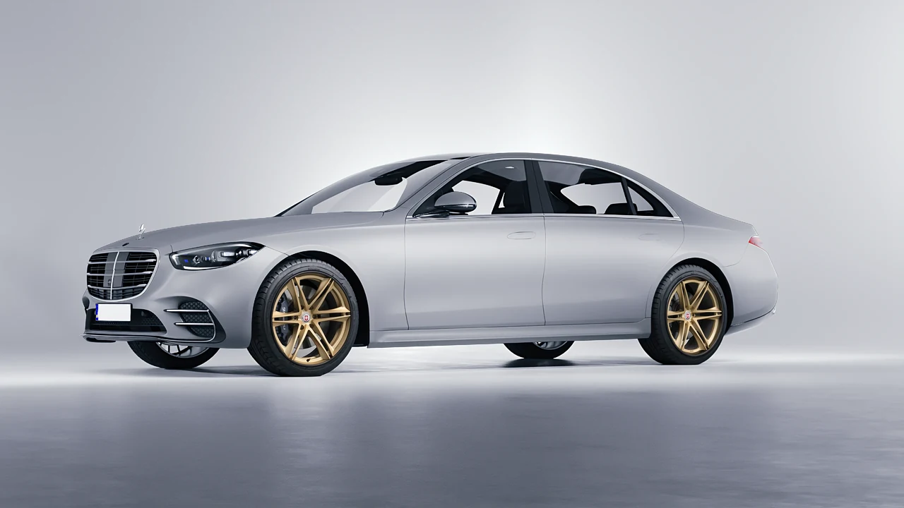 Mercedes-Benz S-Class AMG W223 2021 on HRE Performance Wheels S267H forged wheels, front three-quarter view