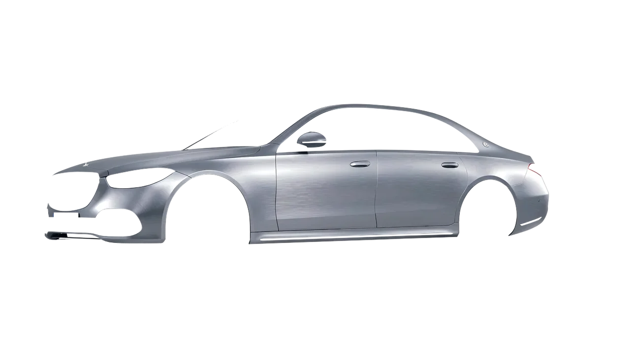 Mercedes-Benz S-Class Maybach 2021 wrapped in Brushed Aluminum (Avery Dennison SW900-812-X), front three-quarter view