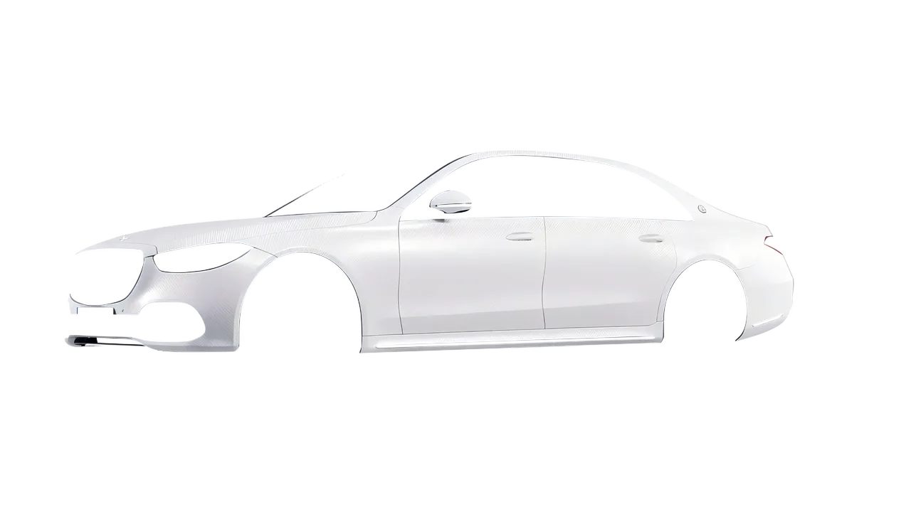 Mercedes-Benz S-Class Maybach 2021 wrapped in Carbon Fiber White (Avery Dennison SW900-115-X), front three-quarter view