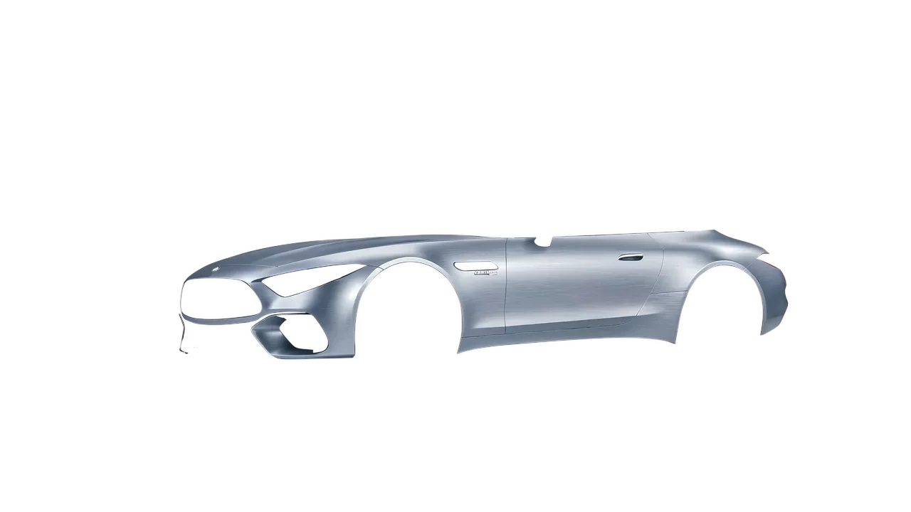 Mercedes-Benz SL Class AMG 2024 wrapped in Brushed Aluminum (Avery Dennison SW900-812-X), front three-quarter view