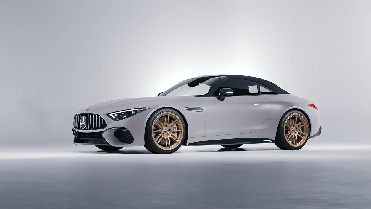 Mercedes-Benz SL Class AMG 2024 on HRE Performance Wheels 312-GTS forged wheels, front three-quarter view