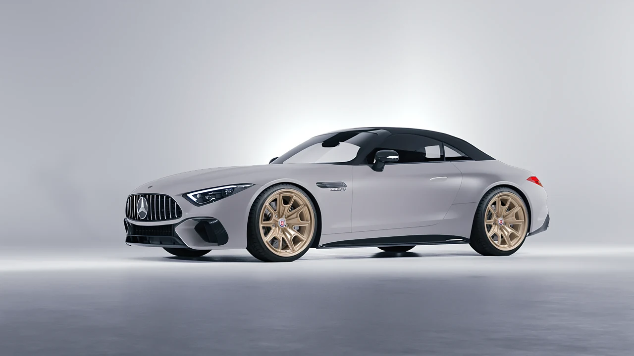 Mercedes-Benz SL Class AMG 2024 on HRE Performance Wheels 427M forged wheels, front three-quarter view