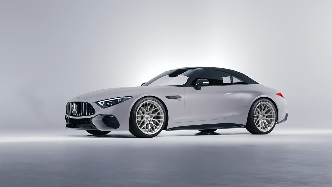 Mercedes-Benz SL Class AMG 2024 on HRE Performance Wheels 520M forged wheels, front three-quarter view