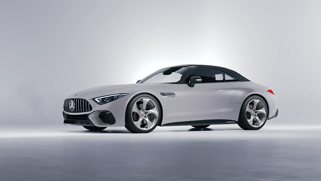 Mercedes-Benz SL Class AMG 2024 on HRE Performance Wheels 522M forged wheels, front three-quarter view