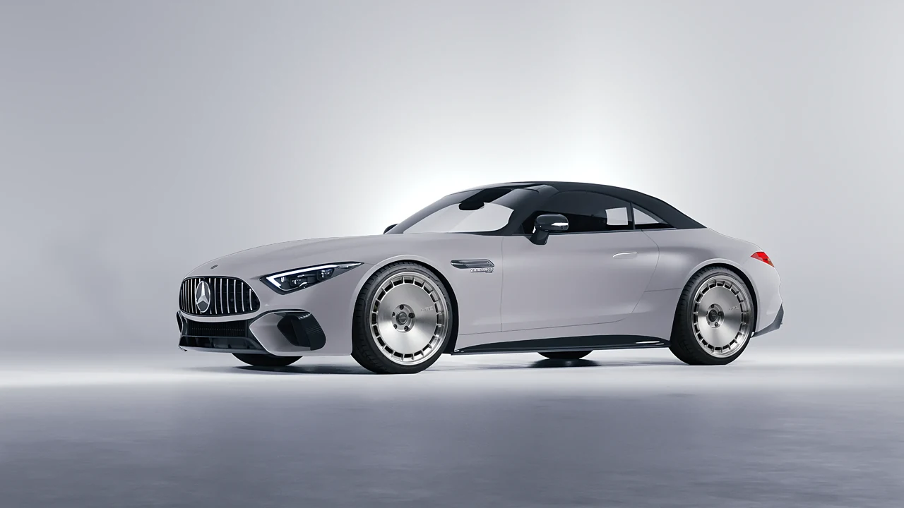 Mercedes-Benz SL Class AMG 2024 on HRE Performance Wheels 935 forged wheels, front three-quarter view