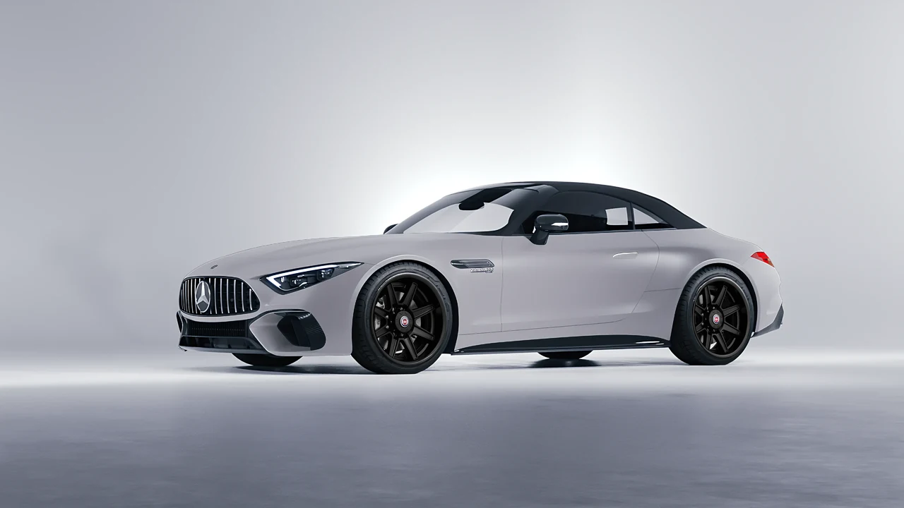 Mercedes-Benz SL Class AMG 2024 on HRE Performance Wheels HD188H forged wheels, front three-quarter view