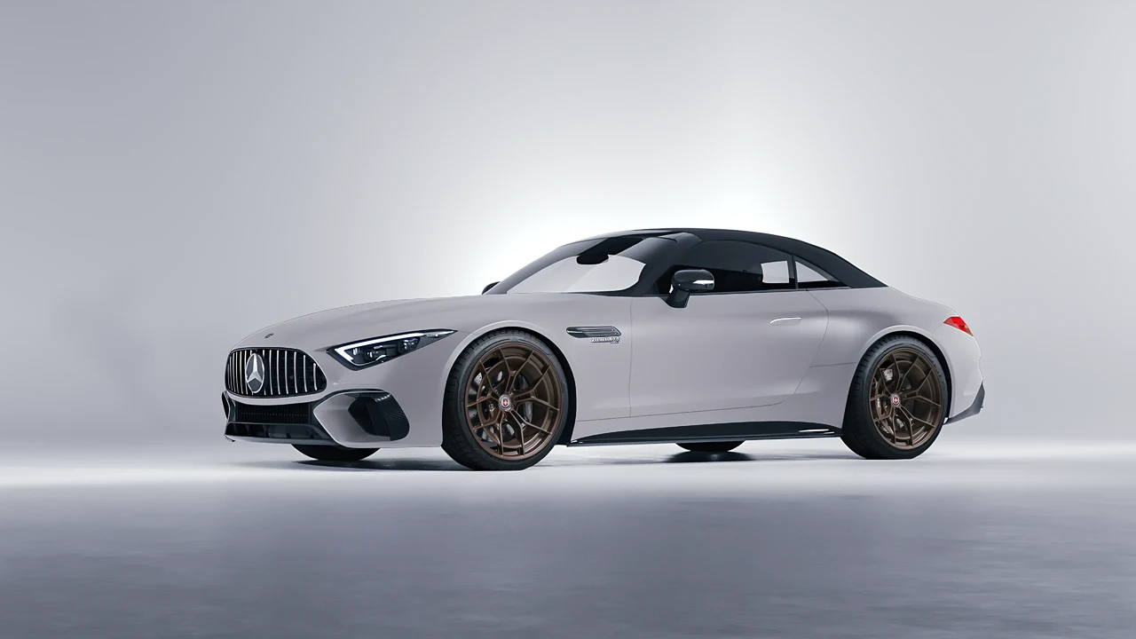 Mercedes-Benz SL Class AMG 2024 on HRE Performance Wheels P301 forged wheels, front three-quarter view