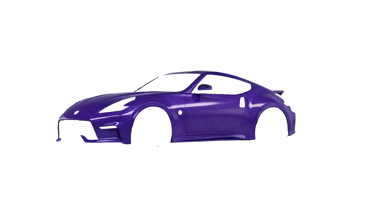 Nissan 370Z Nismo 2015 wrapped in Purple (Avery Dennison SW900-587-D), front three-quarter view
