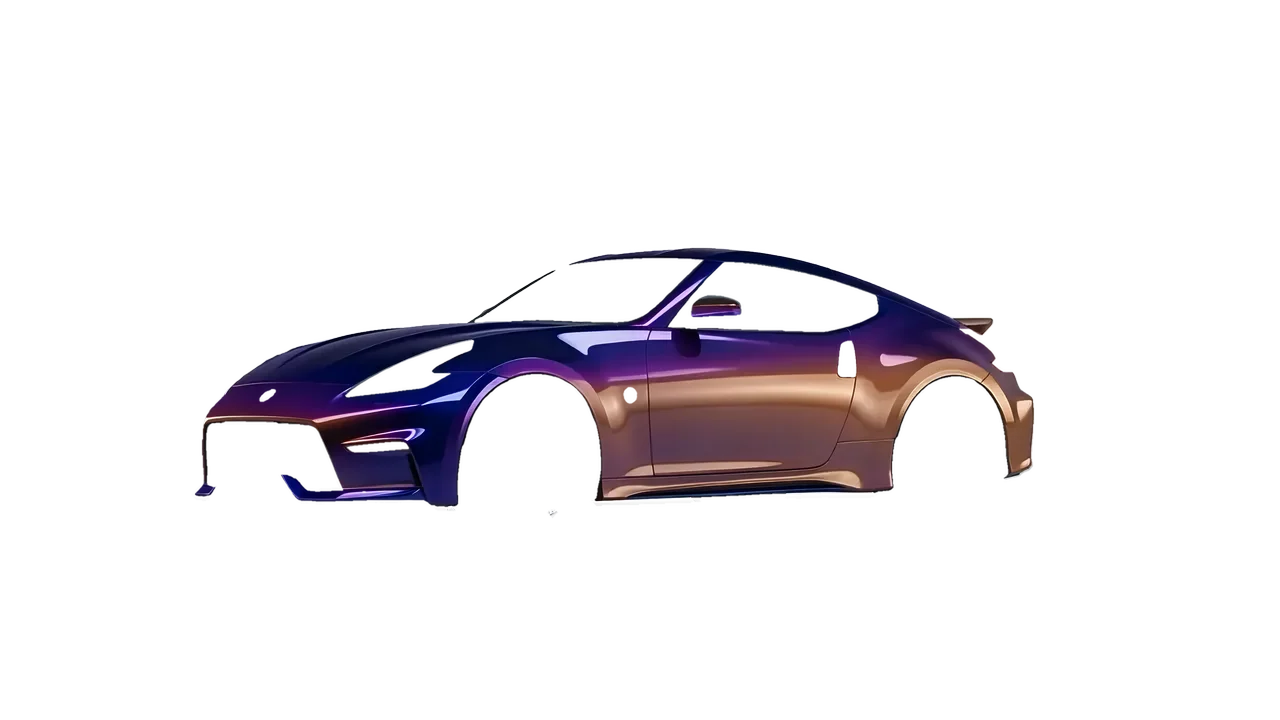 Nissan 370Z Nismo 2015 wrapped in Gloss Flip Deep Space (3M GP278), front three-quarter view