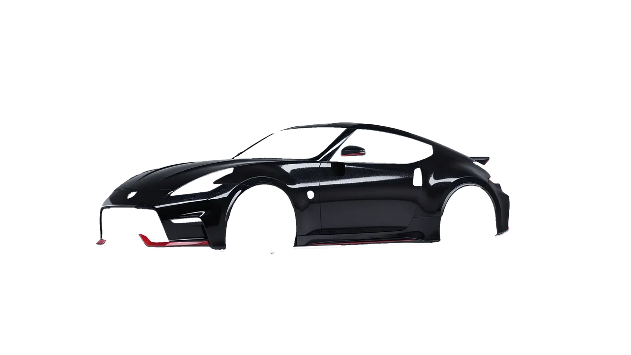 Nissan 370Z Nismo 2015 wrapped in Mystery Black (Avery Dennison SW900-184-M), front three-quarter view