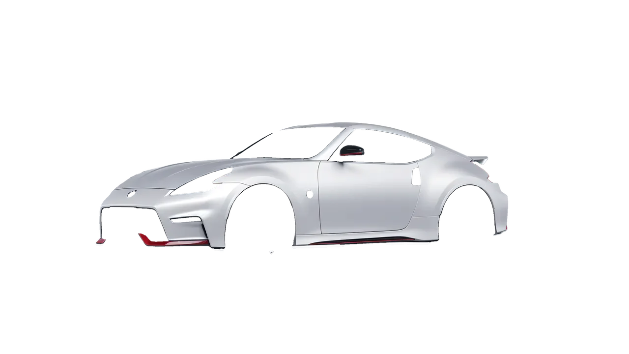 Nissan 370Z Nismo 2015 wrapped in Matte Silver (3M M21), front three-quarter view