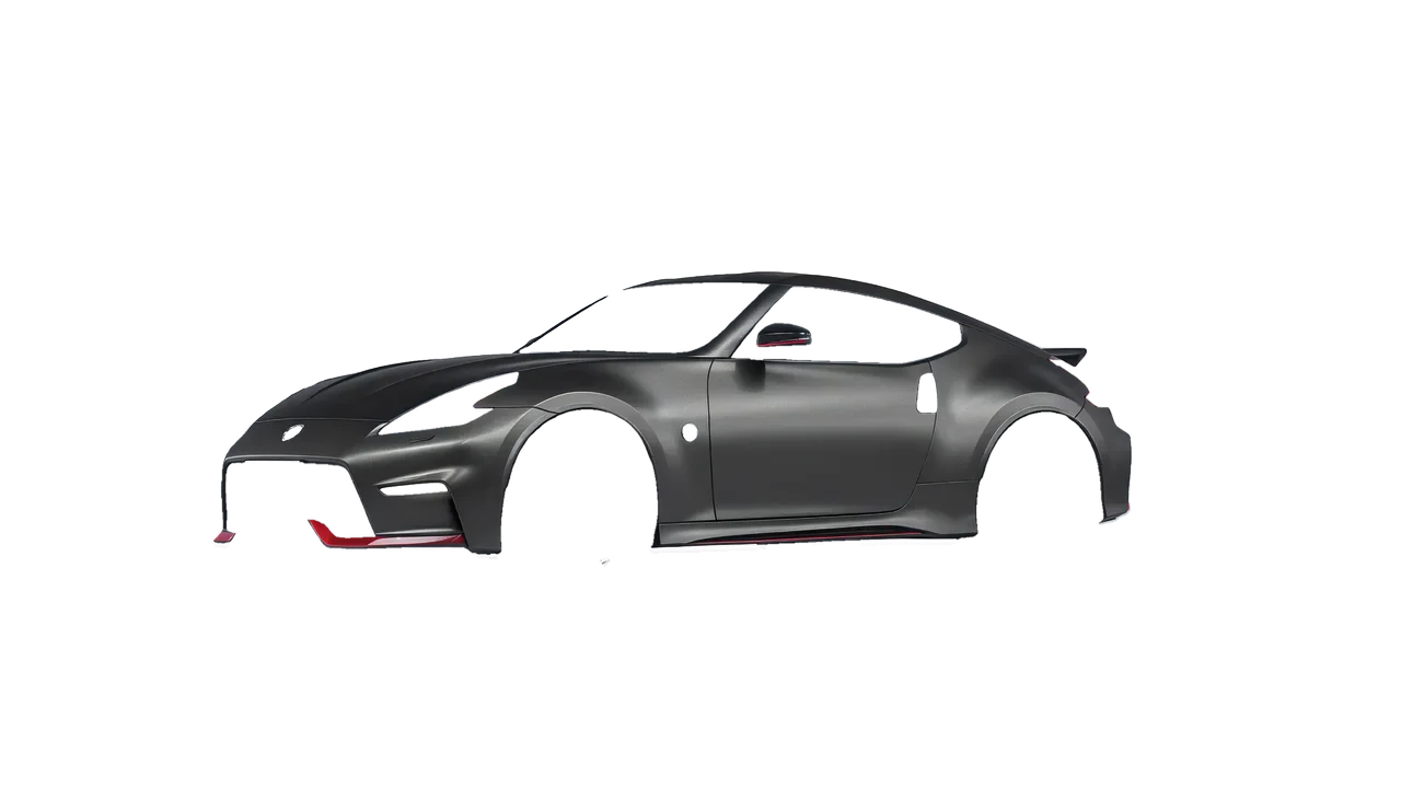 Nissan 370Z Nismo 2015 wrapped in Black Rock Grey (Avery Dennison SW900-823-M), front three-quarter view